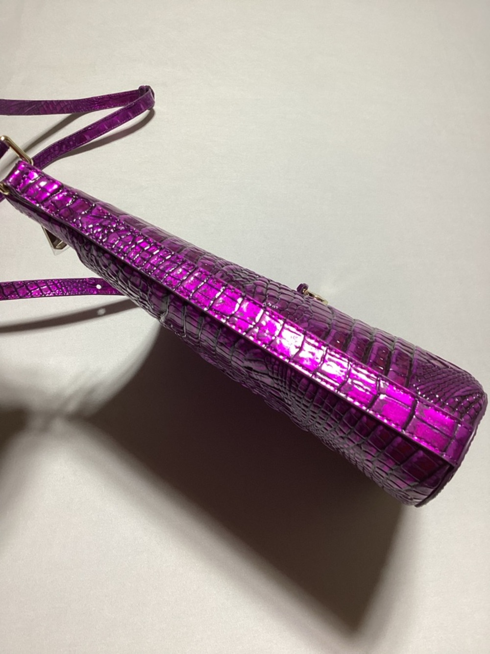 Brahmin Katie Crossbody Metallic Croc-Embossed Purple  Bag - Picture 6 of 14